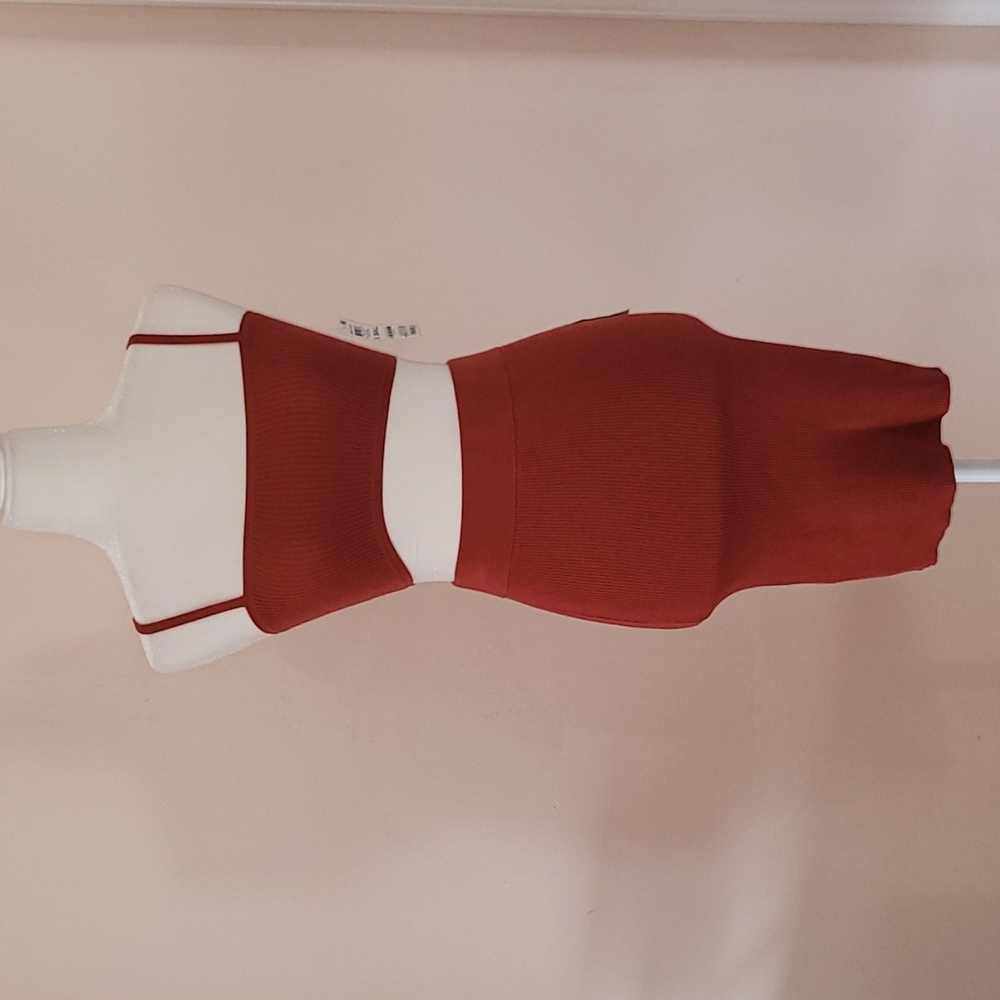 Bar III Ribbed Knit Skirt and Crop Tank Top